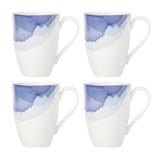 Indigo Watercolor Stripe Mug Set of 4 - Barware - Tipplergoods