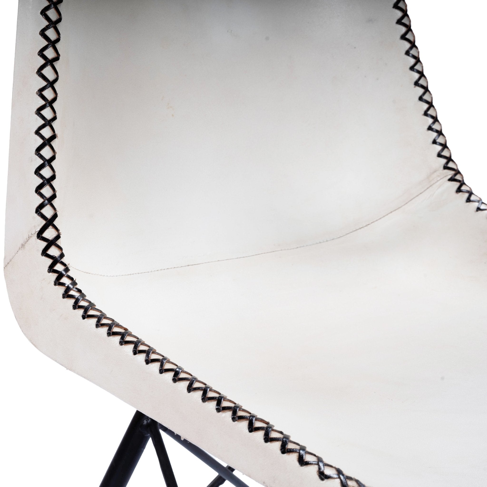Inland Side Chair - White & Black Leather - - Furniture - Tipplergoods