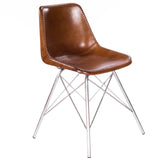 Inland Side Chair - Light Brown Leather - - Furniture - Tipplergoods