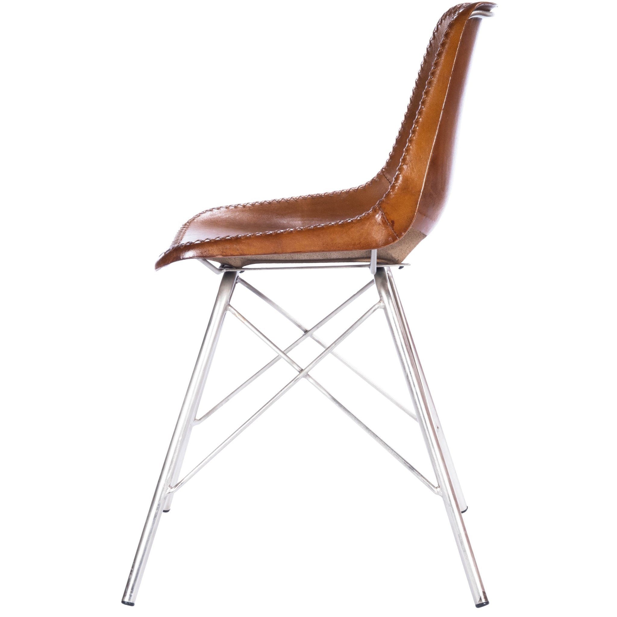Inland Side Chair - Light Brown Leather - - Furniture - Tipplergoods