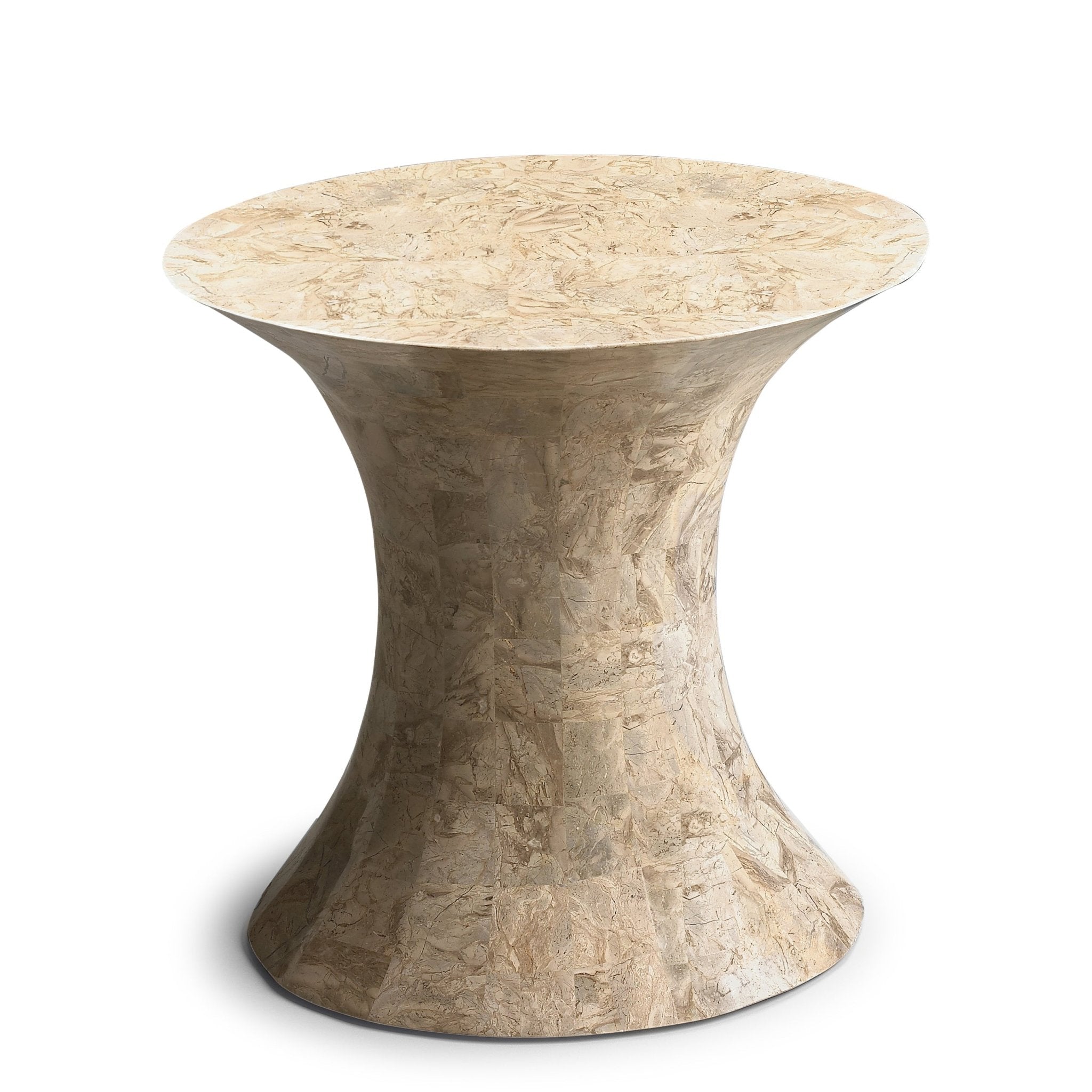 Jaxon Oval Fossil Stone Side Table - Furniture - Tipplergoods