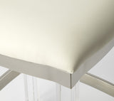 Jordan Counter Stool - Acrylic & White Leather - - Furniture - Tipplergoods