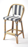 Lila Blue & White Stripe Rattan Bar Stool - Furniture - Tipplergoods