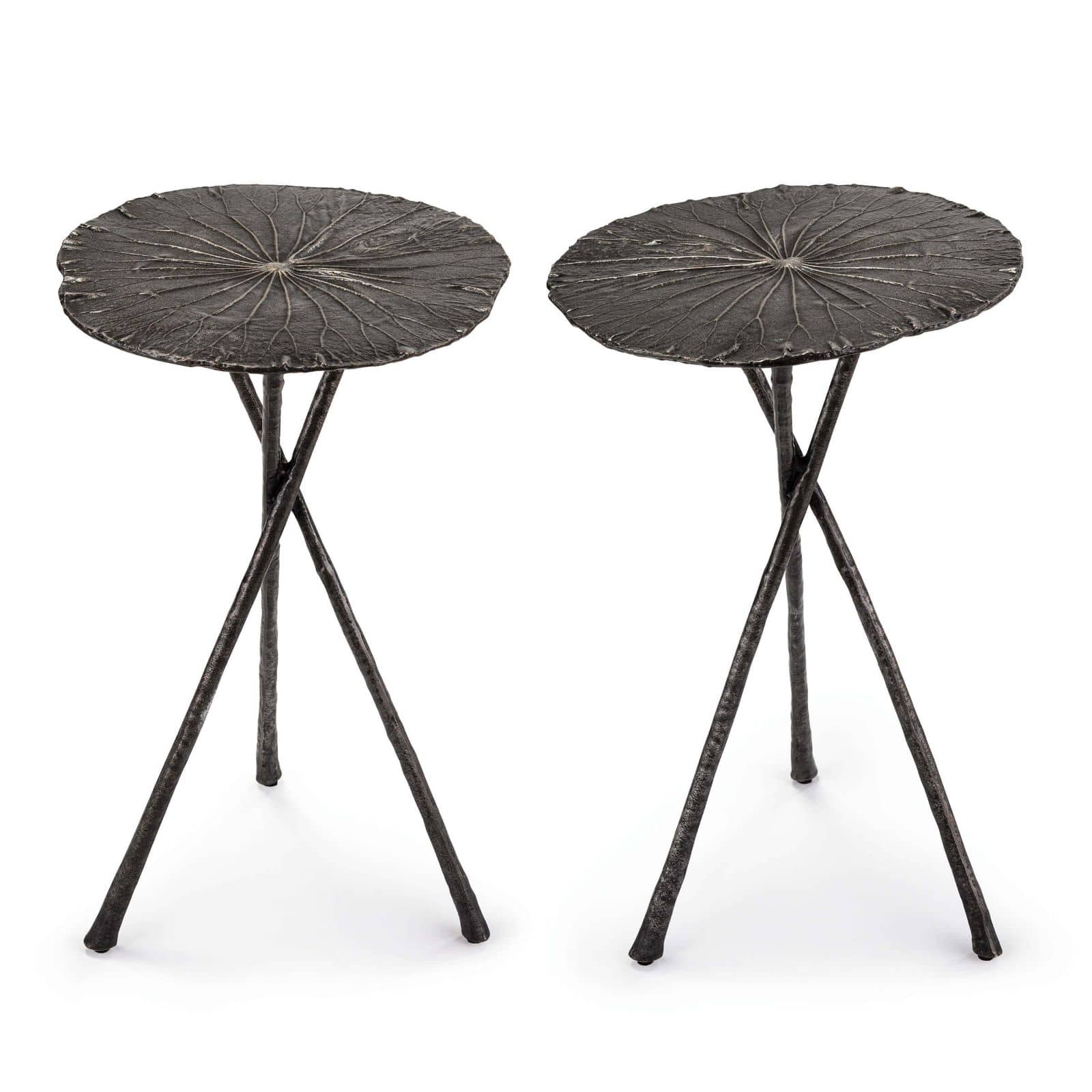 Lotus Table Small - Set of 2 Dark Nickel - - Furniture - Tipplergoods