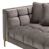 Lounge Sofa Sienna Left - Savona grey velvet | brushed brass finish legs - - Furniture - Tipplergoods