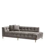 Lounge Sofa Sienna Left - Savona grey velvet | brushed brass finish legs - - Furniture - Tipplergoods