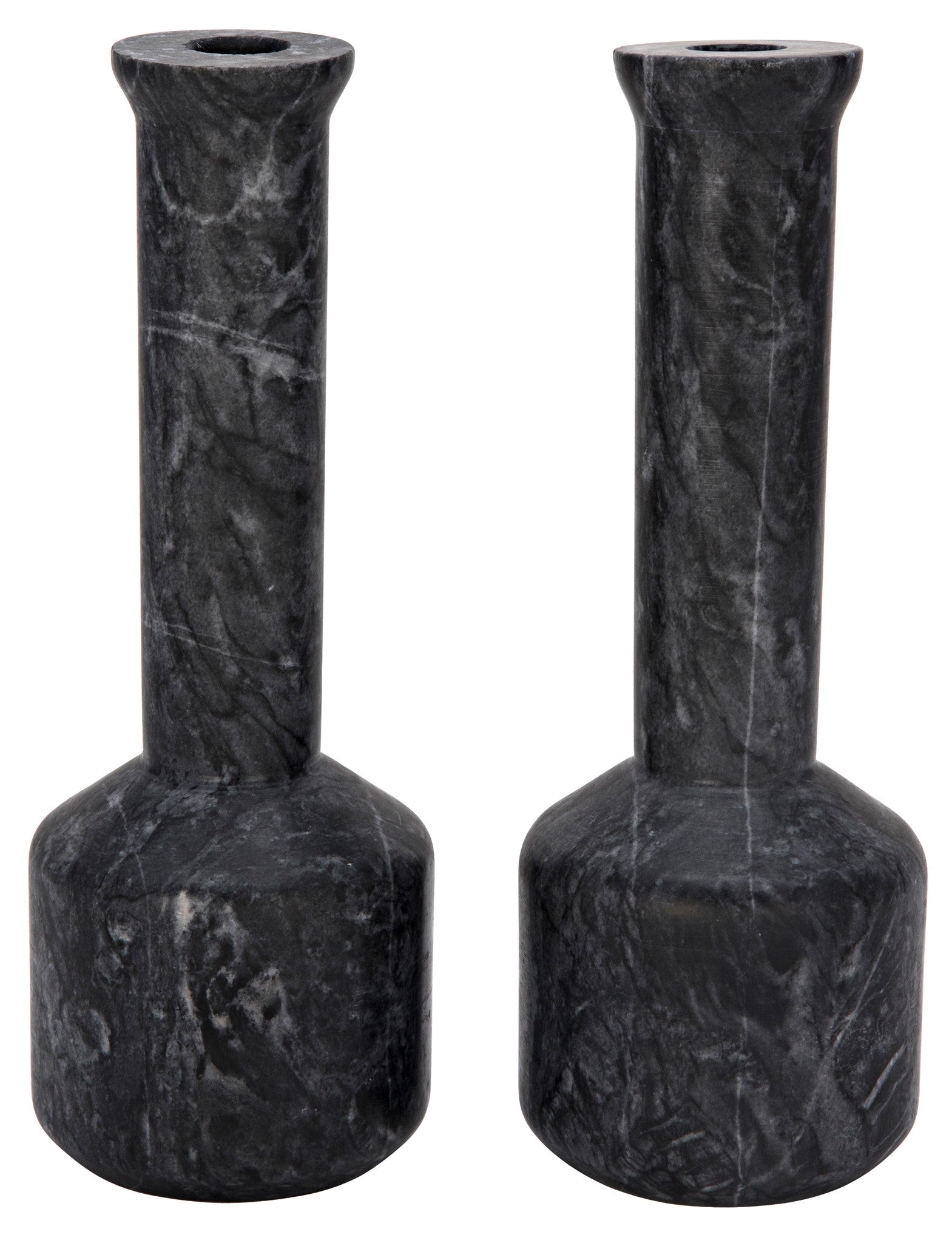 Markos Decorative Candle Holder, Set of 2 - Black Marble - - Decor - Tipplergoods