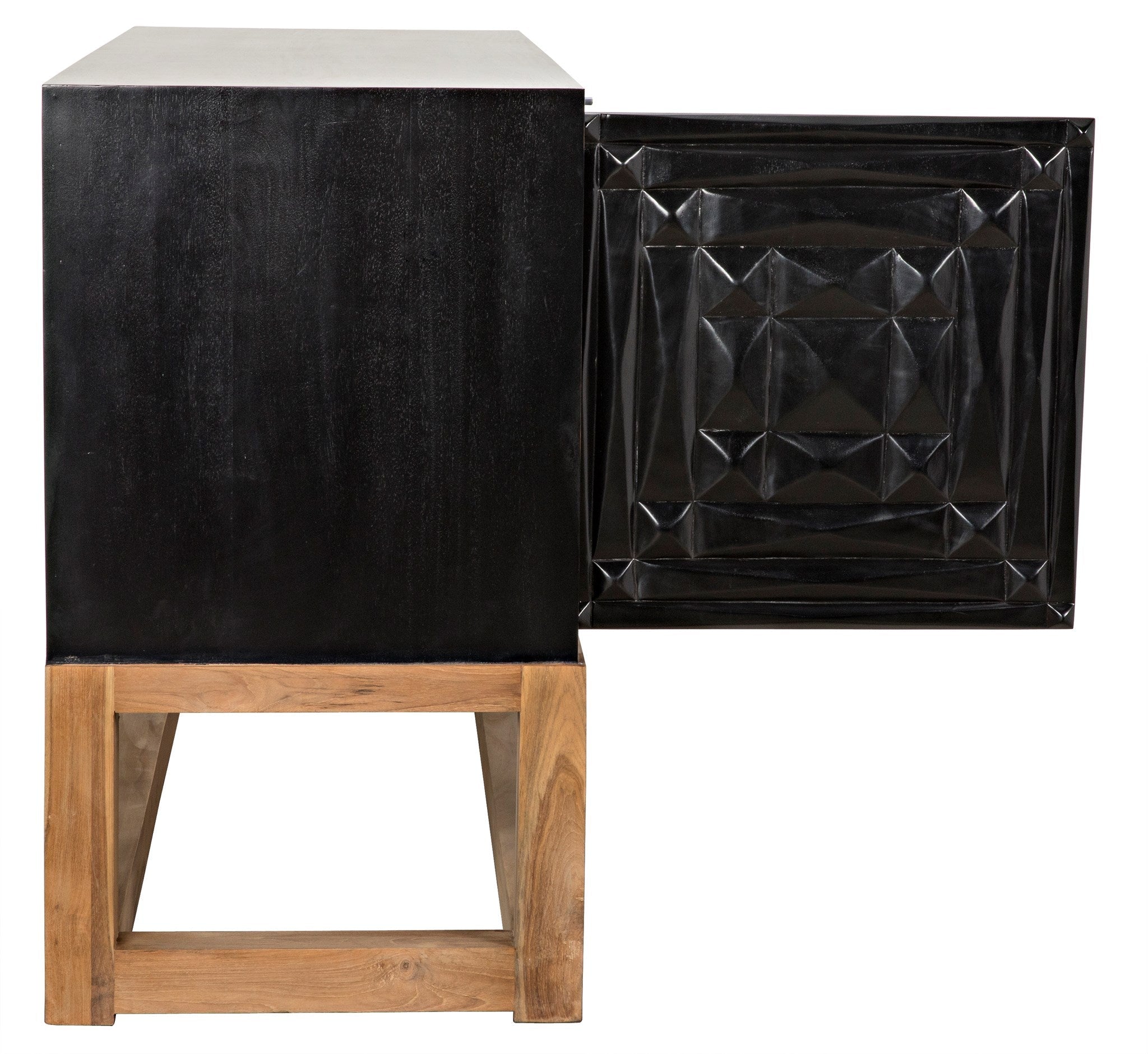 Oliver Sideboard, Hand Rubbed Black with Teak Base - Furniture - Tipplergoods