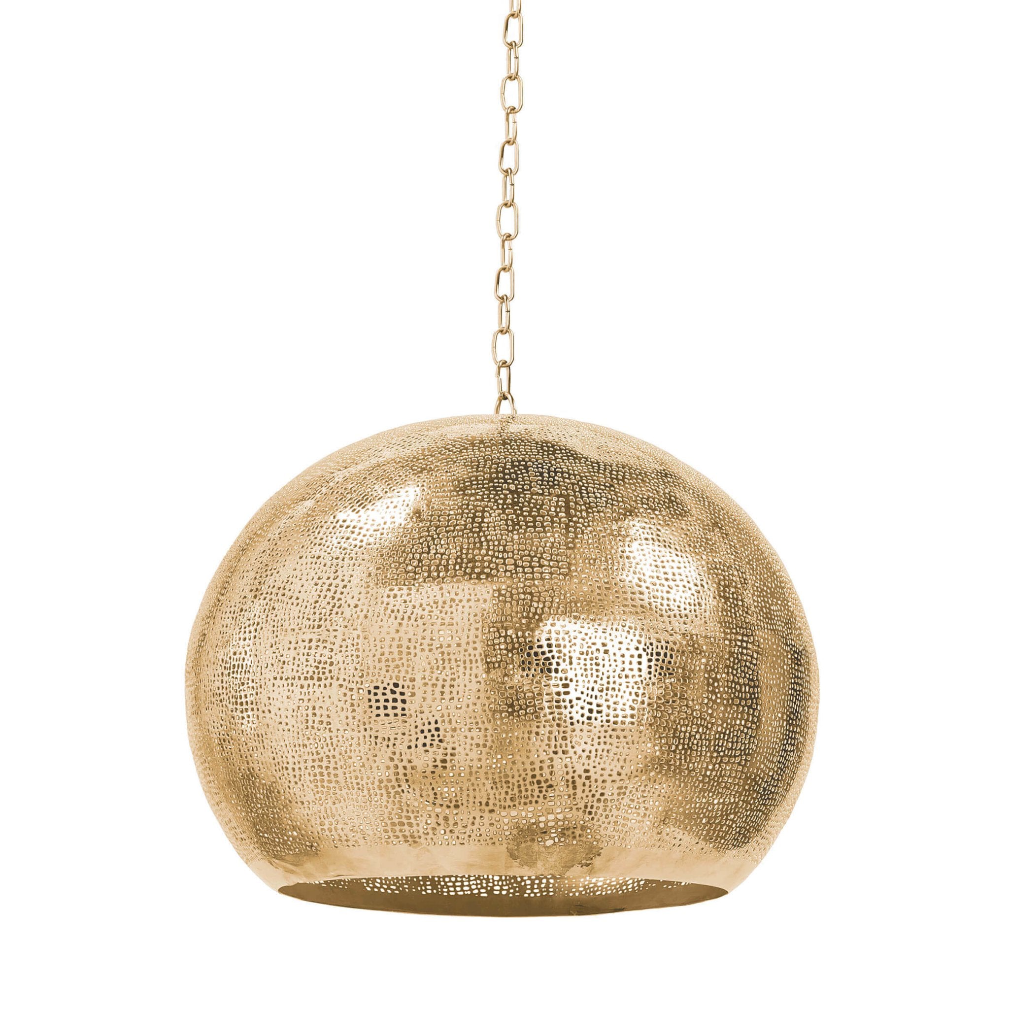 Pierced Metal Sphere Pendant - Natural Brass - - Decor - Tipplergoods