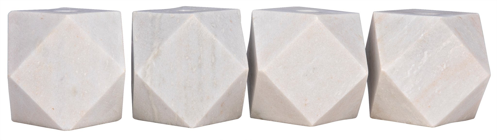 Polyhedron Decorative Candle Holder, Set of 4 - White - - Decor - Tipplergoods