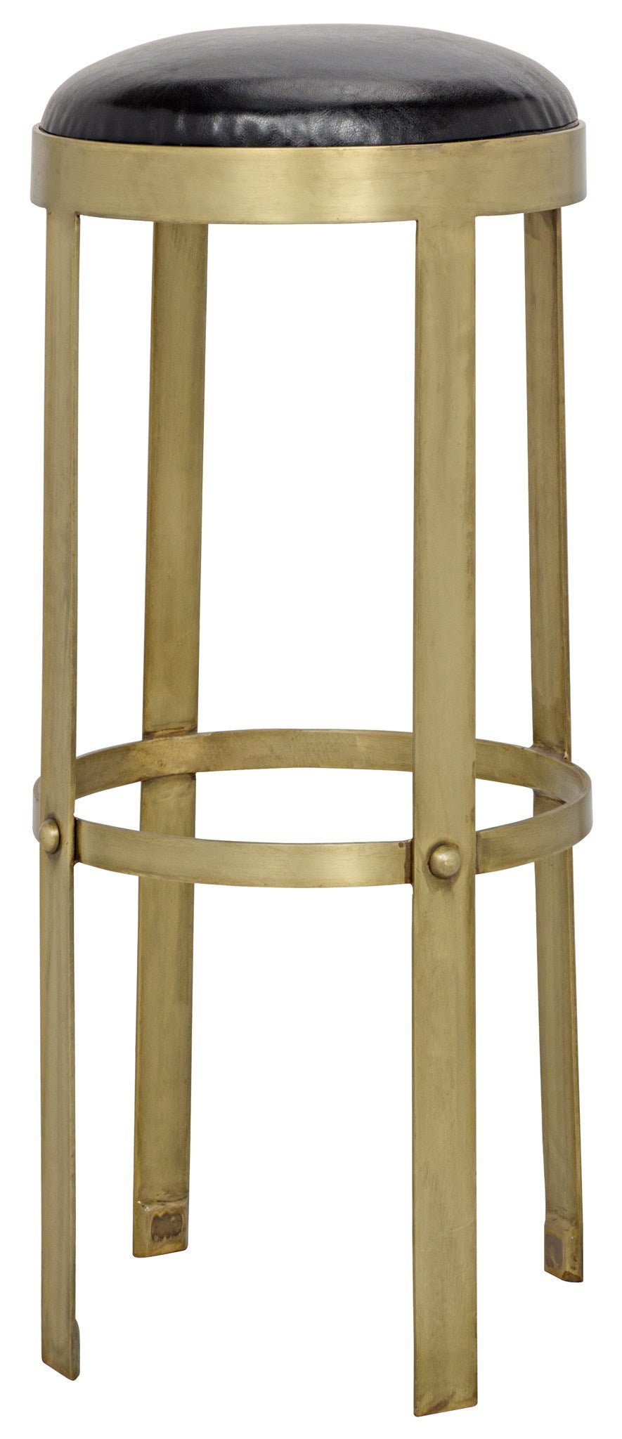 Prince Stool with Leather, Brass Finish - Furniture - Tipplergoods