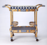 Selena Bar Cart - Blue & White Rattan - - Furniture - Tipplergoods
