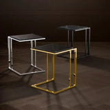 Side Table Cocktail - Polished stainless steel | black marble - - Furniture - Tipplergoods