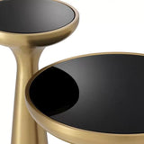 Side Table Lindos - Brushed brass finish | black glass - - Furniture - Tipplergoods