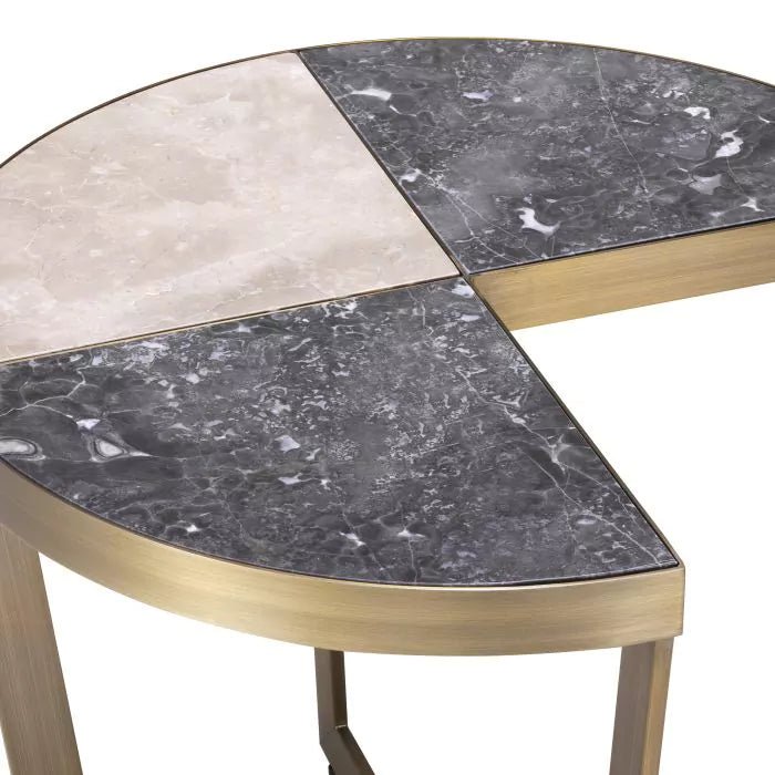 Side Table Turino - Brushed brass finish | grey marble | beige marble - - Furniture - Tipplergoods
