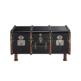 Stateroom Trunk Table in Mahogany, Leather, Brass