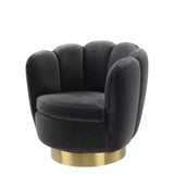 Swivel Chair Mirage - Savona dark grey velvet | brushed brass finish swivel base - - Furniture - Tipplergoods