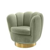 Swivel Chair Mirage - Savona pistache green velvet | brushed brass finish swivel base - - Furniture - Tipplergoods