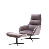 Swivel Chair & Ottoman Nautilus roche taupe velvet - Furniture - Tipplergoods
