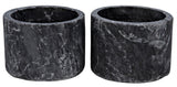 Syma Decorative Candle Holder, Set of 2 - Black Marble - - Decor - Tipplergoods