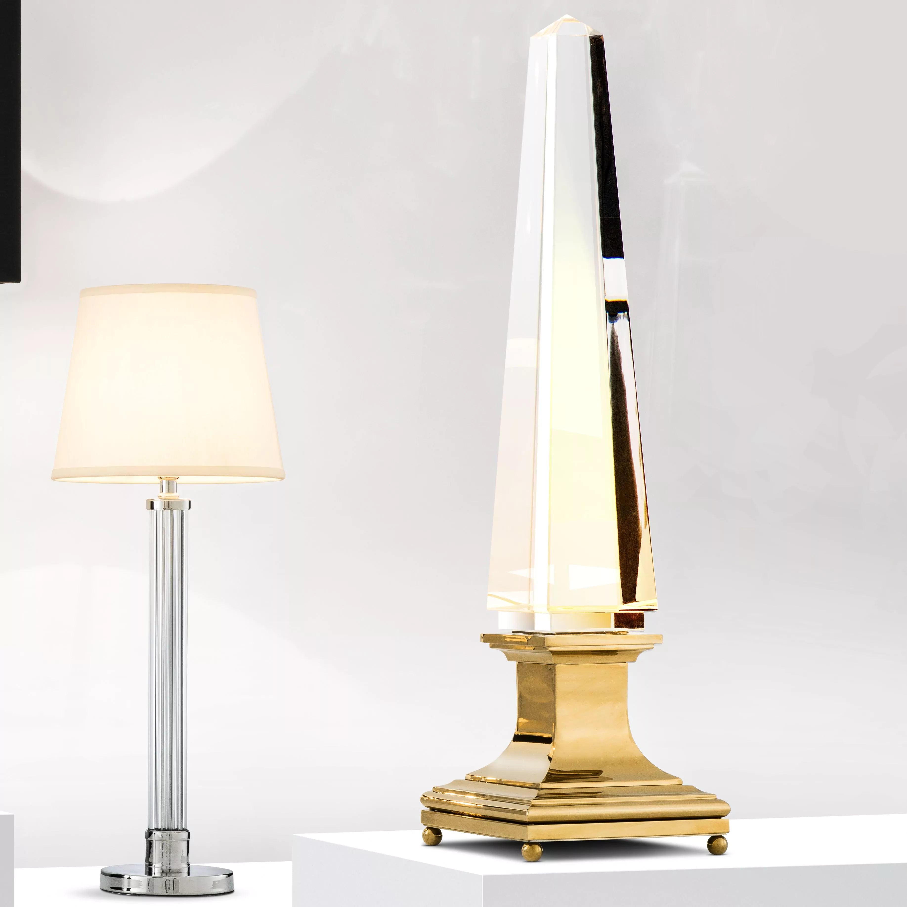 Table Lamp Solaire gold finish crystal glass - Decor - Tipplergoods
