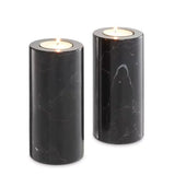 Tealight Holder Tobor L set of 2 - Black marble - - Decor - Tipplergoods