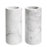 Tealight Holder Tobor L set of 2 - White marble - - Decor - Tipplergoods