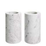 Tealight Holder Tobor M set of 2 - White marble - - Decor - Tipplergoods