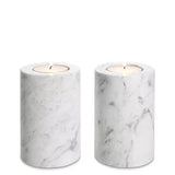 Tealight Holder Tobor S set of 2 - White marble - - Decor - Tipplergoods