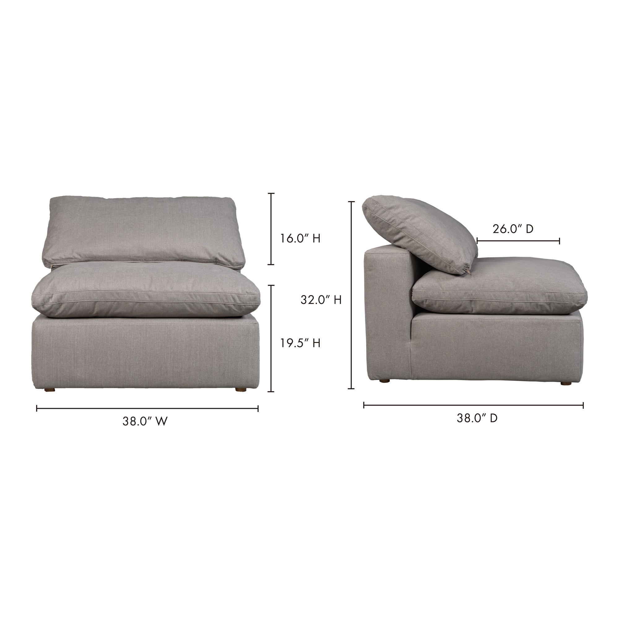 Terra Condo Slipper Chair Livesmart Fabric - Grey - - Furniture - Tipplergoods