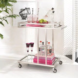 Trolley Beverly Hills - Polished stainless steel | bevelled mirror glass - - Furniture - Tipplergoods