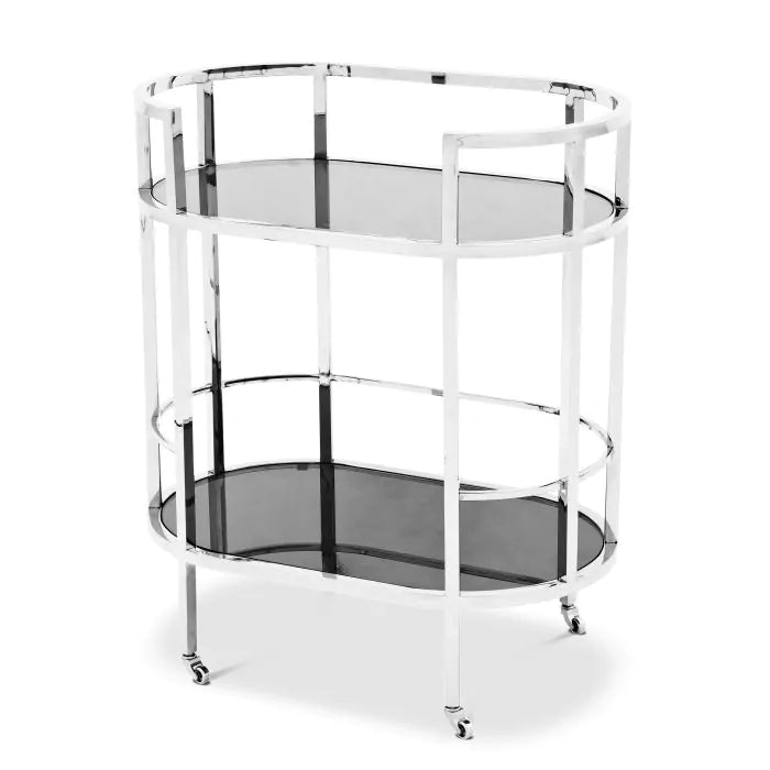 Trolley Townhouse - Polished stainless steel | smoke glass - - Furniture - Tipplergoods