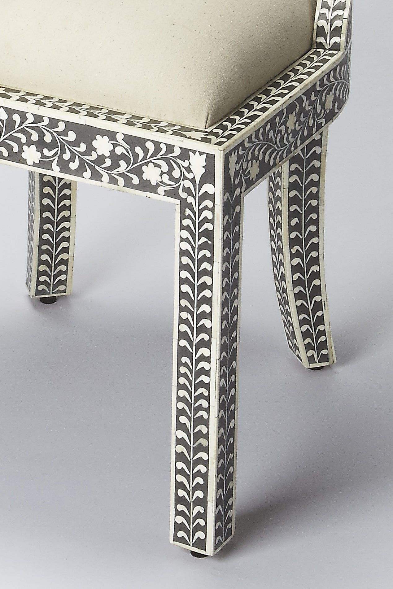 Victorian Garden Black Bone Inlay Accent Chair - Furniture - Tipplergoods