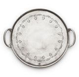 Vintage Pewter Round Tray With Handles