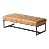 Wyatt Leather Bench Tan - Brown - - Furniture - Tipplergoods